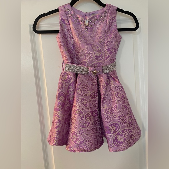 Disney Purple Paisley Kids Dress with Sparkling Belt - Picture 1 of 4
